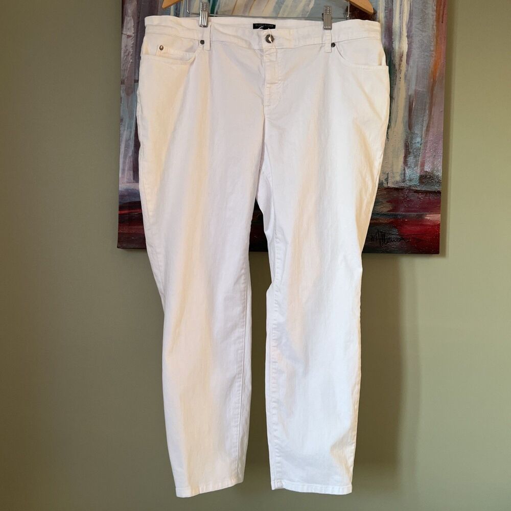 Eileen Fisher Slim Ankle Jeans Women's 16W White EUC